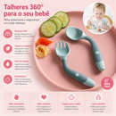 ComeSozinho Baby™  Talheres Infantis de Silicone Flexível para Aprendizado Alimentar e Introdução Alimentar