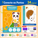 Escreve & Apaga Montessori™  Caderno Reutilizável Infantil para Coordenação Motora, Escrita e Desenvolvimento Criativo