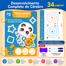 Escreve & Apaga Montessori™  Caderno Reutilizável Infantil para Coordenação Motora, Escrita e Desenvolvimento Criativo