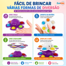 MoodSpin Sensorial™  Spinner Pop It Antiestresse com Carinhas Divertidas para Relaxamento e Diversão