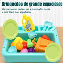 Mini LavaLouças Kids™  Pia Infantil com Água de Verdade, Cozinha Montessori e Brincadeira Educativa para Crianças