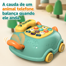 FoneCar Baby™  Telefone Musical Educativo Infantil com Luz, Som e Carrinho para Desenvolvimento Sensorial
