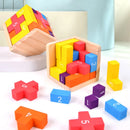 CuboMente 3D™  Quebra-Cabeça de Madeira Montessori para Raciocínio Lógico, Foco e Coordenação Motora