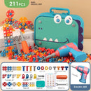 MegaTool Kids™  Maleta de Ferramentas Infantil Montessori com Furadeira, Montagem Criativa e 211 Peças Educativas
