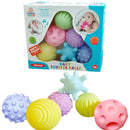 Kit 6 Bolas Sensoriais Montessori para Bebês – Estímulo Tátil e Coordenação Motora