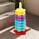 Torre Arco-Íris Montessori™  Brinquedo Educativo de Empilhar e Girar para Coordenação Motora e Desenvolvimento Infantil