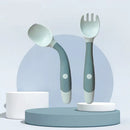ComeSozinho Baby™  Talheres Infantis de Silicone Flexível para Aprendizado Alimentar e Introdução Alimentar