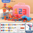 MegaTool Kids™  Maleta de Ferramentas Infantil Montessori com Furadeira, Montagem Criativa e 211 Peças Educativas