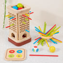 TorreMente Montessori™  Jogo Educativo 3 em 1 com Palitos, Torre de Equilíbrio e Matemática para Crianças