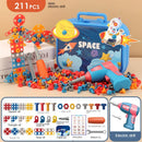 MegaTool Kids™  Maleta de Ferramentas Infantil Montessori com Furadeira, Montagem Criativa e 211 Peças Educativas