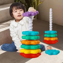 Torre Arco-Íris Montessori™  Brinquedo Educativo de Empilhar e Girar para Coordenação Motora e Desenvolvimento Infantil