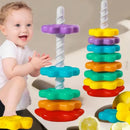 Torre Arco-Íris Montessori™  Brinquedo Educativo de Empilhar e Girar para Coordenação Motora e Desenvolvimento Infantil