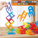StackChair Montessori™  Jogo de Equilíbrio com Cadeiras Empilháveis para Coordenação, Foco e Diversão em Família