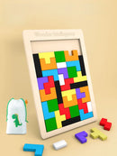 Tangram das Cores Montessori™  Quebra-Cabeça Educativo de Madeira para Coordenação, Lógica e Criatividade Infantil