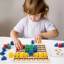 GeoBlocks Montessori™  Blocos Educativos de Madeira para Aprender Cores, Formas e Coordenação Motora Infantil